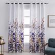 kotile purple floral print curtains - grommet top room darkening thermal insulated living room drapes, 84 inches long (2 panel sets, 52 x84 inch) logo