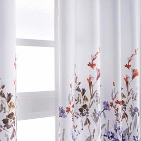 img 2 attached to Kotile Purple Floral Print Curtains - Grommet Top Room Darkening Thermal Insulated Living Room Drapes, 84 Inches Long (2 Panel Sets, 52 X84 Inch)