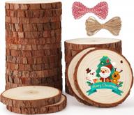 natural wooden slices kit for diy rustic decorations and crafts – 26pcs, 3.1"-3.5" circle shapes, pre-drilled with holes! perfect for weddings, christmas ornaments and coasters! logo
