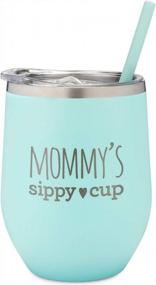 img 4 attached to SassyCups Mommy'S Sippy Cup Wine Tumbler Engraved Stainless Steel Stemless Wine Glass Tumbler With Lid And Straw For New Mom Mommy Tumbler Mom To Be Soon To Be Mom (12 Ounce, Mint)
