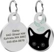 personalized cat id tags with kitten face & fish patterns - custom engraved for kittens and small medium dogs logo
