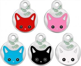 img 3 attached to Personalized Cat ID Tags With Kitten Face & Fish Patterns - Custom Engraved For Kittens And Small Medium Dogs