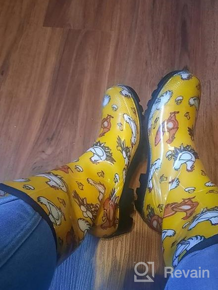 img 1 attached to Colorful Floral Printed Waterproof Rain Boots For Women By DKSUKO - Mid Calf Garden Shoes With Comfort Insole, Glossy Finish, And Classic Short Wellies Style review by Raul Choudhury