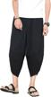comfortable and stylish: invachi men's elastic waist linen capri wide leg trousers logo