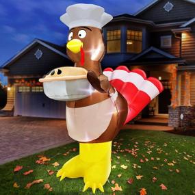 img 4 attached to 6Ft Thanksgiving Inflatable Decoration Outdoor - Blow Up Turkey W/ Pumpkin Pie LED Lights For Lawn Garden Home Fall Holiday Harvest Decorations
