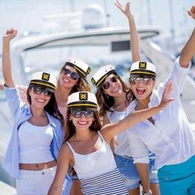 img 1 attached to Men Women Adjustable Yacht Captain Hat - 1/4/6 Pack For Party & Sailors