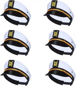 img 4 attached to Men Women Adjustable Yacht Captain Hat - 1/4/6 Pack For Party & Sailors