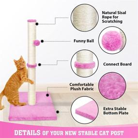 img 3 attached to 🐱 31'' Tall Cat Scratching Post - Large Indoor Cats Scratcher with Hanging Ball - Petellow Cat Claw Scratching Posts Pink