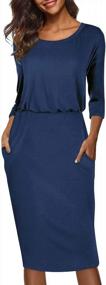 img 4 attached to Flattering And Chic: Moyabo Women'S 3/4 Sleeve Office Pencil Dress