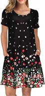 women's summer floral print sleeveless/short sleeve sundress with pockets casual loose swing t-shirt dress логотип
