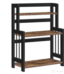 img 4 attached to SONGMICS 3-Tier Spice Rack and Countertop Organizer with Bamboo Frame for Kitchen, Dining Room, Office - Rustic Brown and Black UOFS047B01