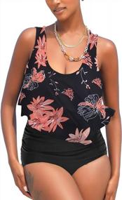 img 4 attached to Look Chic And Flouncy At The Beach With MarinaPrime Women'S Two-Piece Tankini Sets