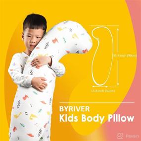 img 1 attached to 🦕 BYRIVER Curve Long Cooling Body Pillow for Kids Girls Boys - Child Hug Pillow Toys for Sleeping - Nursery Pillow for Baby - Washable Cotton Dinosaur Pillow Cover - Micro-Fiber Filling - Age 3+ (KL)