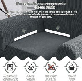 img 1 attached to Protect Your Loveseat With Neween'S Soft, Washable Dark Gray Sofa Slipcover And Elastic Bottom, Featuring Foam Sticks And A Bonus Pillowcase For Kids And Pets