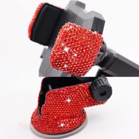 img 3 attached to 📱 Sparkling Red Bling Car Phone Mount Holder: Crystal Rhinestone Stand for Women and Girls, Compatible with iPhone and Most Cellphones