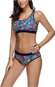img 3 attached to Plus Size Floral Printed Tankini Swimsuit Set With Top For Women By Ayliss