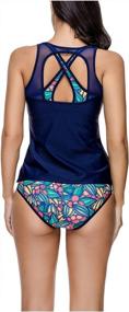 img 1 attached to Plus Size Floral Printed Tankini Swimsuit Set With Top For Women By Ayliss