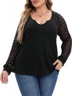 plus size tops for women - knit lace patchwork long sleeve fall casual shirts by allegrace logo
