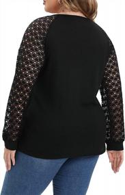 img 1 attached to Plus Size Tops For Women - Knit Lace Patchwork Long Sleeve Fall Casual Shirts By ALLEGRACE