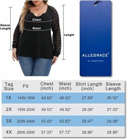 img 2 attached to Plus Size Tops For Women - Knit Lace Patchwork Long Sleeve Fall Casual Shirts By ALLEGRACE