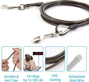 img 2 attached to 🐾 Durable Cable Tie Out for Dogs - 10 ft Length, 100 lbs Break Strength, Galvanized Braided Steel Cable with PVC Coating, Chew Proof Lead for Small or Large Pets - Ideal for Yard, Camping, Running, Park, and Outdoor Activities