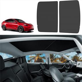 img 4 attached to Motrobe Tesla Model Y Glass Roof Sunshade Front & Rear Top Windows Sun Shade Won'T Sag With Skylight Reflective Covers Black Set Of 4