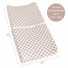 img 1 attached to LifeTree Diaper Changing Pad Cover For Boys Girls - Soft Muslin Fitted Changing Table Sheets - 16"X32" Bamboo Cotton Blend - Tan Checkered Print