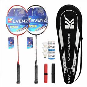img 4 attached to KEVENZ Carbon Fiber Badminton Racket Set With Goose Feather Shuttlecocks, Grip And Carrying Bag - 2 Racquets Included