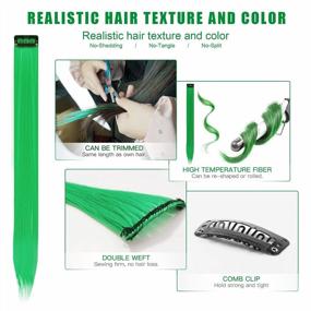img 3 attached to St. Patrick'S Day Green Hair Extensions Set - 12Pcs Synthetic Hairpieces For Girls And Women, 20-Inch Party Highlights
