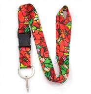 usa-made tiffany poppies premium lanyard with buckle and flat ring by buttonsmith logo