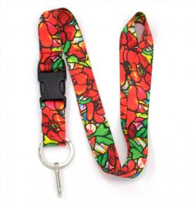img 4 attached to USA-Made Tiffany Poppies Premium Lanyard With Buckle And Flat Ring By Buttonsmith