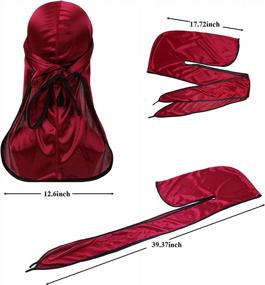 img 3 attached to Durags For Men Silk Durag For Men With Long Tail And Wide Straps