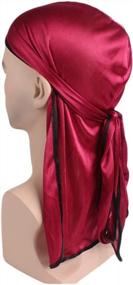 img 2 attached to Durags For Men Silk Durag For Men With Long Tail And Wide Straps