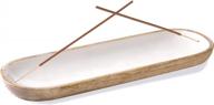 folkulture mango wood incense holder: modern home décor for incense sticks, white wooden tray for efficient burning, 12 x 4 inches logo