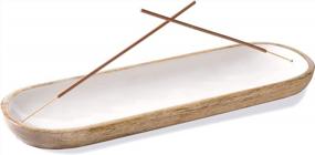 img 4 attached to Folkulture Mango Wood Incense Holder: Modern Home Décor For Incense Sticks, White Wooden Tray For Efficient Burning, 12 X 4 Inches