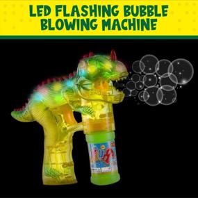 img 2 attached to Пузырьковый пистолет Toysery Dinosaur - яркая игрушка для детей с светодиодными огнями, музыкальной игрой и комплектом батареек (2 штуки)