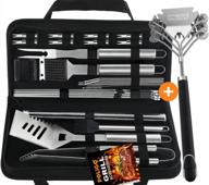 father's day grilling gift set: poligo 26pcs bbq grill accessories kit with safe brush & scraper - stainless steel barbecue tools for all grills logo