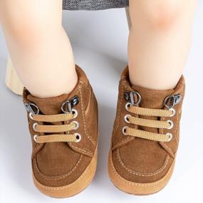 img 3 attached to Newborn Baby Shoes: Soft Sole Canvas Sneakers Sparkle High Top Lace Up Unisex Booties Toddler Prewalker Crib Shoes