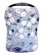 pobi baby car seat cover and nursing cover - soft stretch floral pattern (serenity) logo