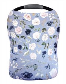 img 4 attached to Pobi Baby Car Seat Cover And Nursing Cover - Soft Stretch Floral Pattern (Serenity)