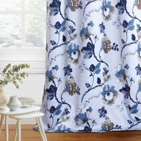 img 4 attached to Vintage Rustic Printed Design Blackout Curtain Panel With Antique Grommets - Blue And Taupe Pattern, Set Of 1, W52 X L63 Inch By H.VERSAILTEX