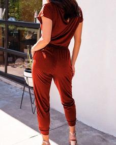 img 3 attached to Women'S Comfy Off-Shoulder Jumpsuit With Elastic Waist, Tapered Legs And Convenient Pockets By Alelly