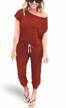 women's comfy off-shoulder jumpsuit with elastic waist, tapered legs and convenient pockets by alelly logo