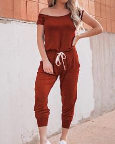 img 2 attached to Women'S Comfy Off-Shoulder Jumpsuit With Elastic Waist, Tapered Legs And Convenient Pockets By Alelly