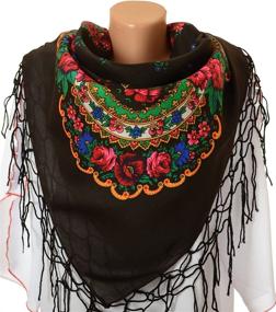 img 1 attached to 🧣 Ukrainian Babushka Traditional Accessory: Women's Scarves & Wraps - Fashionable Accessories