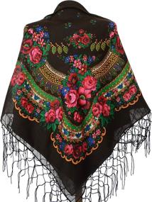 img 4 attached to 🧣 Ukrainian Babushka Traditional Accessory: Women's Scarves & Wraps - Fashionable Accessories