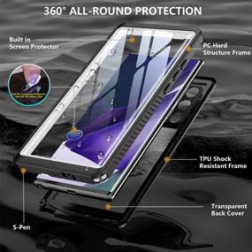 img 1 attached to Водонепроницаемый чехол для Samsung Note 20 Ultra с защитной пленкой для экрана: Temdan 360 ° противоударный чехол для всего корпуса, класс защиты IP68 для Samsung Note 20 Ultra 5G 6,9 дюйма (белый)