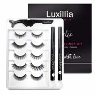 luxillia (clear + black) magnetic eyeliner with eyelashes kit - free applicator tool, 8d most natural look eyelash no magnets needed - best reusable false eye lash, waterproof liner pen and lashes логотип