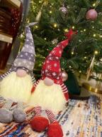 img 1 attached to Add Festive Charm With GMOEGEFT Scandinavian Christmas Gnome Lights Timer: Set Of 2 Dangling-Legged Tomte Gnomes In Nordic Plaid Pattern review by Victor Pinckney