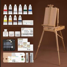 img 4 attached to Professional Artist Acrylic Painting Set By MEEDEN [PRIME ARTIST SERIES] - French Easel, 10-60ML Paint Tubes, Paintbrushes, Canvases & Artist Easel Kit For Adults & Artists.